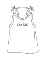 The Crop Tank - White - OCWC - Center Chest Stacked - Printed - Leaf