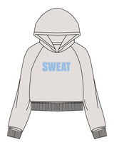 The Womens Crop Hoodie - Bone - Sweatshack - Center Chest & Center Back - Printed - Blue