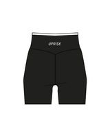 The Piped Crossover Short - Black - Uprise Hot Yoga - Back Waistline - Printed - White