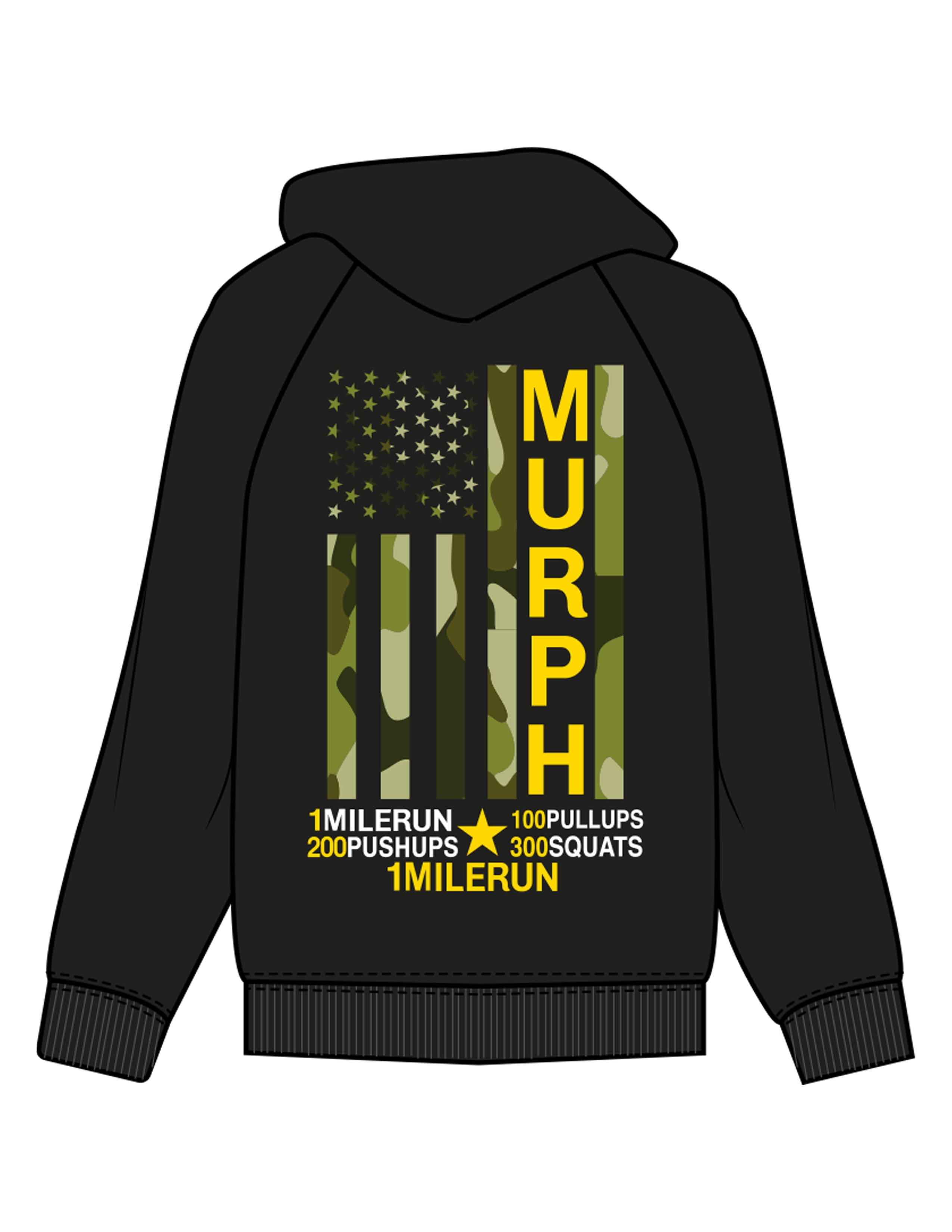 The Mens Hoodie - Black - Crossfit Trifecta - Center Chest & Full Back - Printed - Full Color