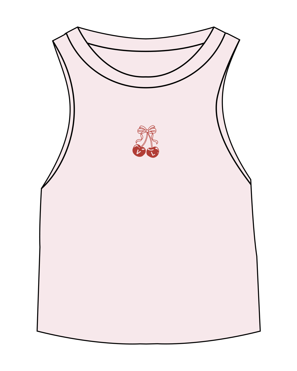 The Micro Rib Racer Crop - Pink - Viva Lagree - Center Chest Cherry - Printed - Red