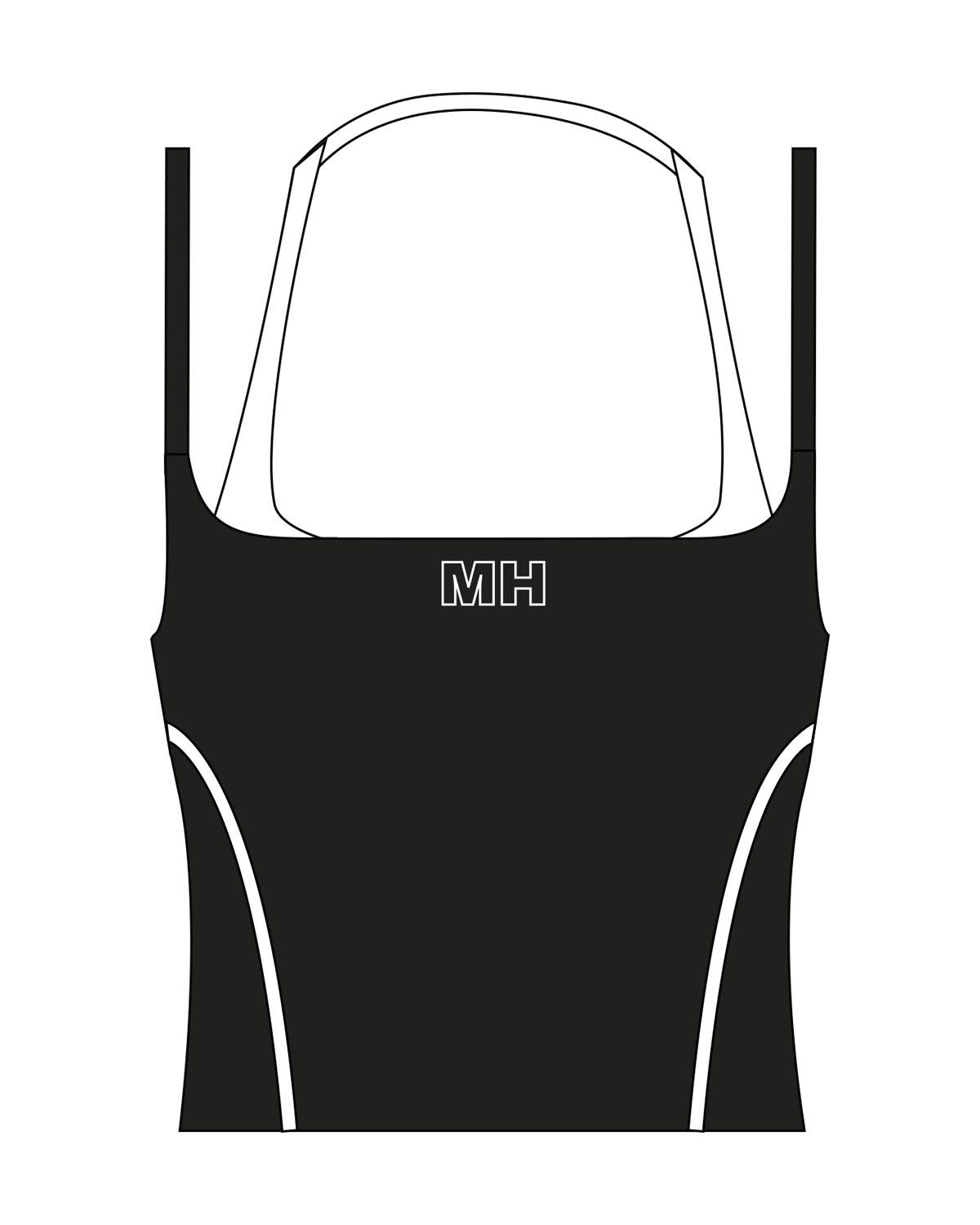 The Piped Tank - Black - Mad House - Center Chest "MH" - Printed - White