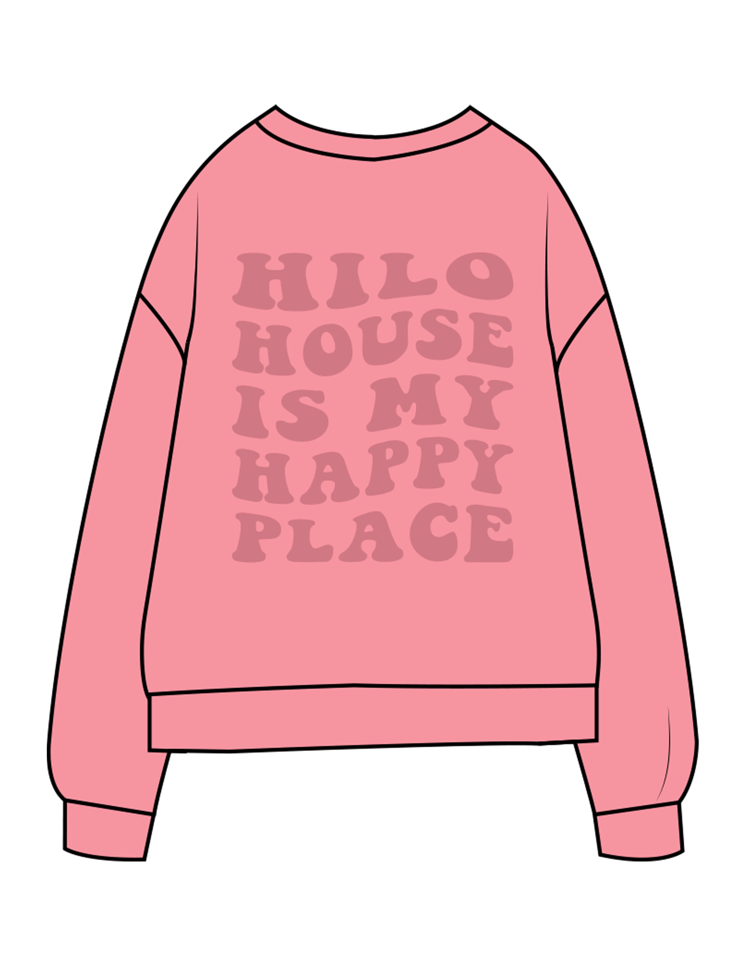 The Midweight Unisex Crewneck - Washed Pink - HiLo - Left Chest & Back Stacked - Printed - Tone on Tone