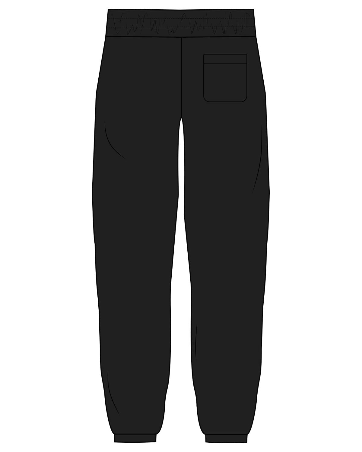 The Womens Sweatpants - Black - SOUL YOGA - Left Leg - Embroidered - White