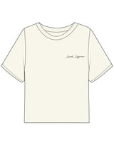 The Boxy Crop Tee - Off White - Pure Movement LARK - Left Chest - Embroidered - Brown