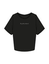 The Crop Tee - Black - THE PILATES DISTRICT - Center Chest - Printed - White