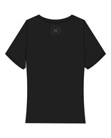 The Baby Tee - Black - Clearly Pilates - Center Chest "Spicy" & Center Back Neckline - Bone