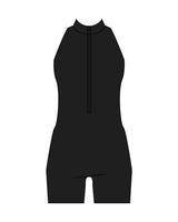 The High Neck Zip Jumpsuit - Black - HiLo - Center Back - Printed - White