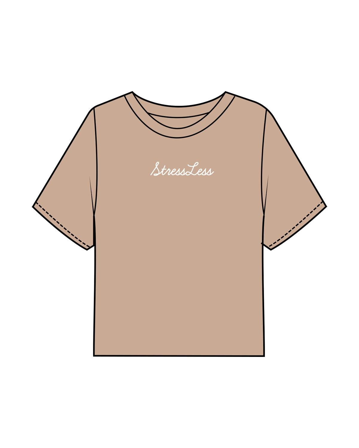 The Boxy Crop Tee - Sand - Squeeze Massage - Center Chest & Back Neckline Stacked - Printed - White