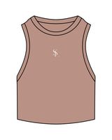 The Ribbed Crop Tank - Clay - Soma Lab - Center Chest - Embroidered - f4f4f2