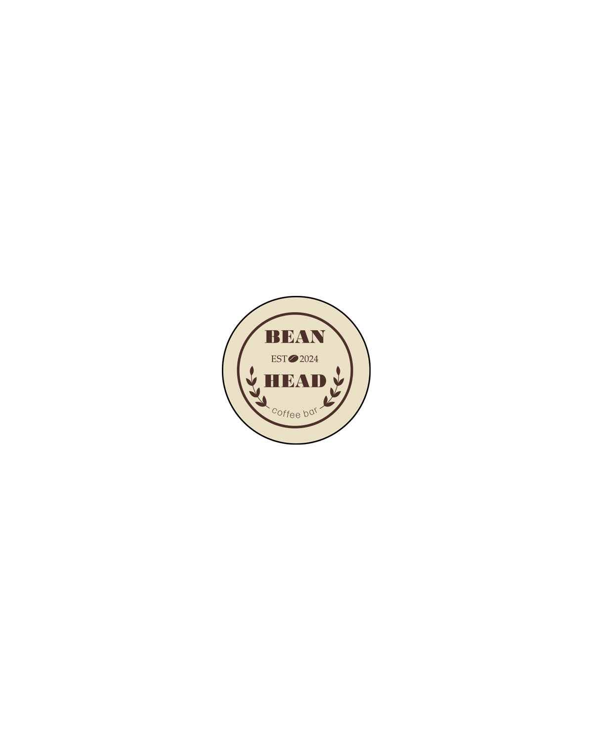 The Water Bottle - Cream - Bean Head - Center Body - Coffe Beans - Bottom Cap - EST 2024 - Printed - Coffee