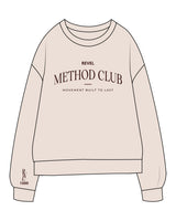 The Midweight Unisex Crewneck - Washed Ivory - Revel Method - Center Chest Stacked - Right Bottom Sleeve - Printed - Maroon
