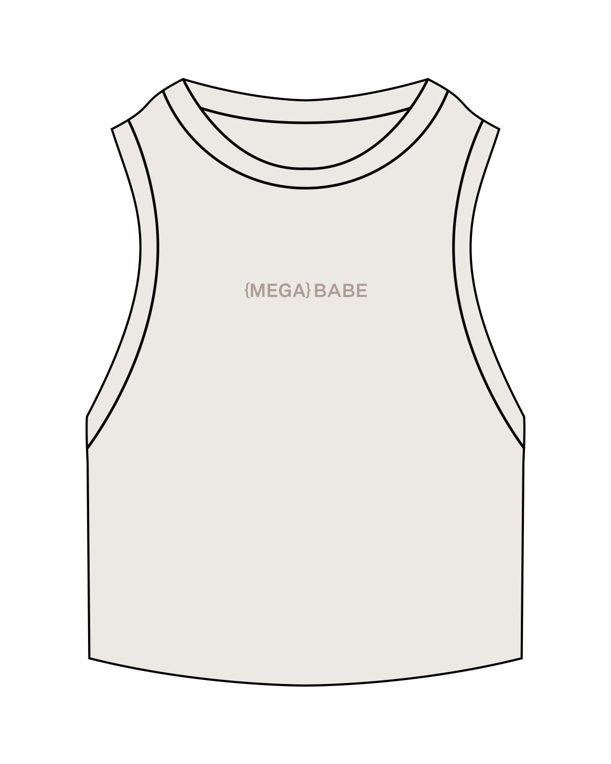 The Ribbed Crop Tank - Bone - Megafit House - Center Chest - Embroidered - Tone on Tone