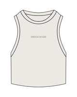 The Ribbed Crop Tank - Bone - Megafit House - Center Chest - Embroidered - Tone on Tone