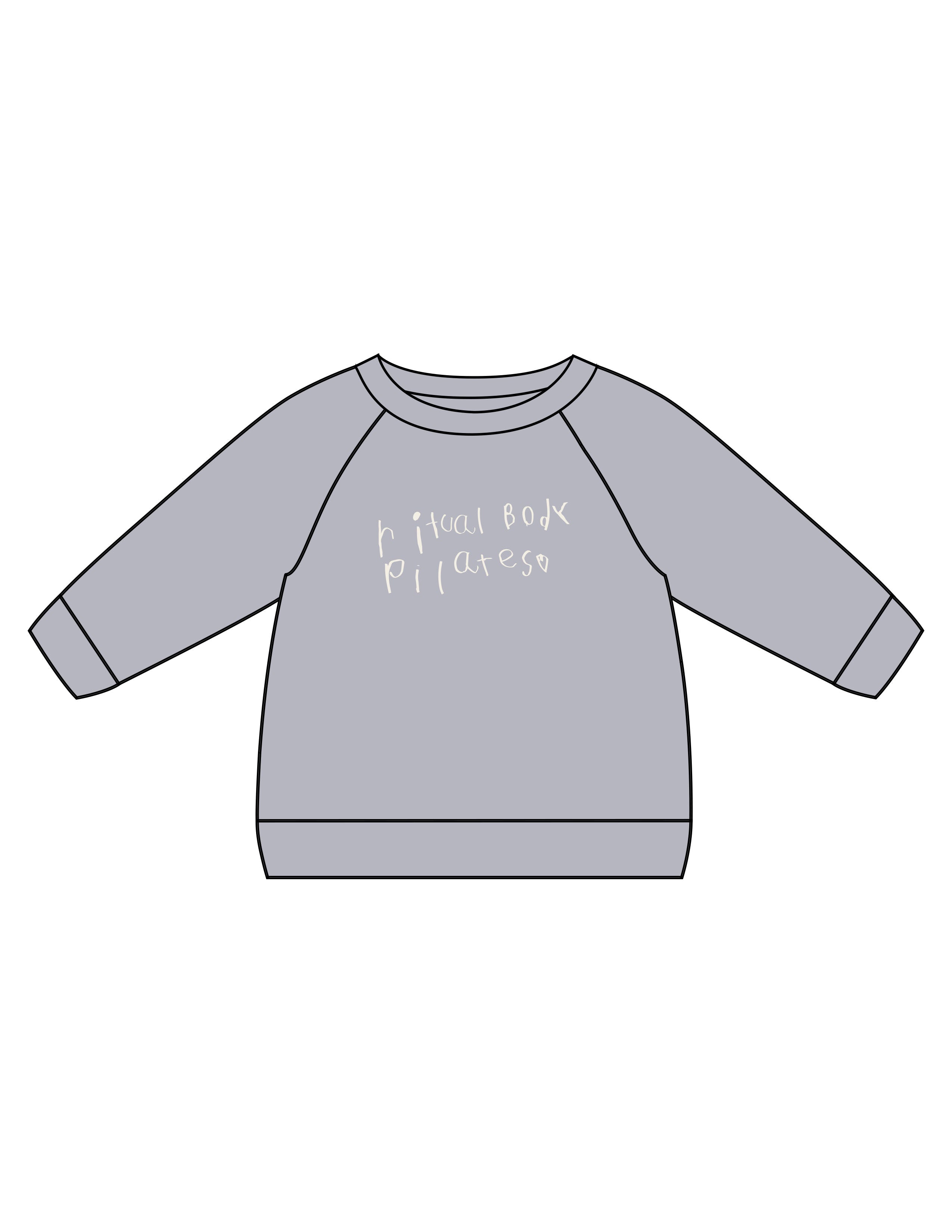 The Kids Crewneck - Heather - Ritual Body - Chest Scribble Stacked - Printed - Off White