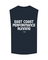 The Muscle Tank - Navy - East Coast Performace Running - Center Chest - Back Stacked - Printed - Full Color