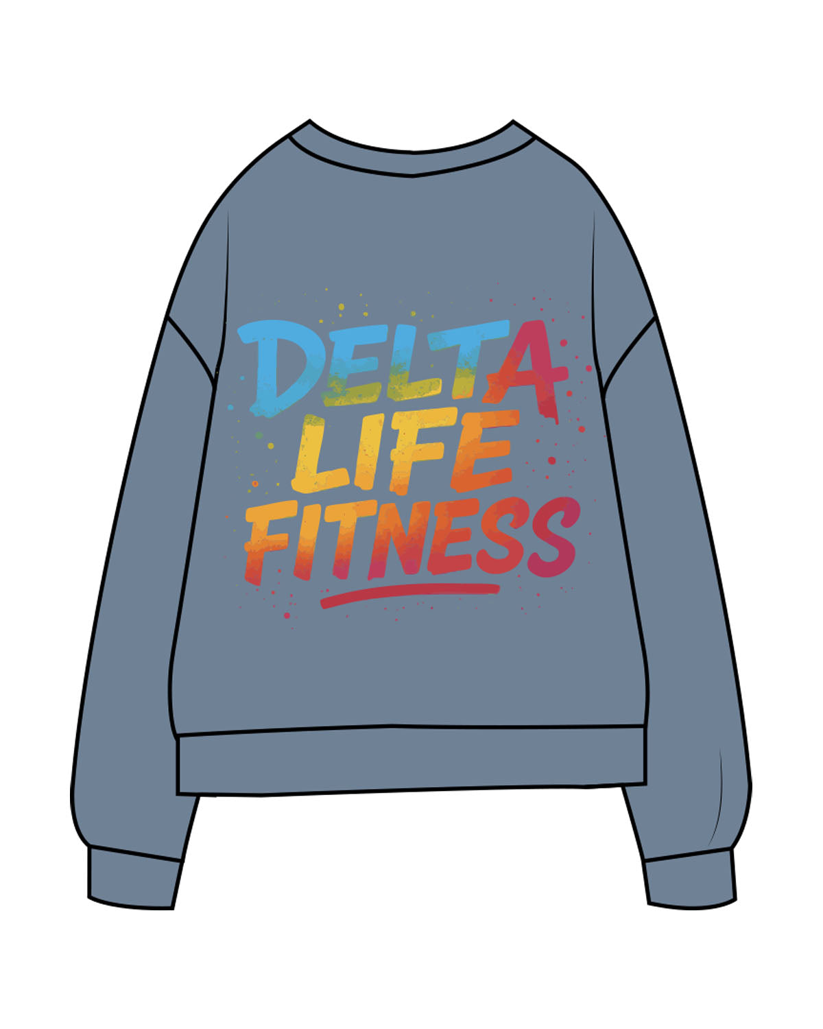 The Midweight Unisex Crewneck - Washed Slate - Delta Fitness - Left Chest & Back Stacked - Printed - Full Color