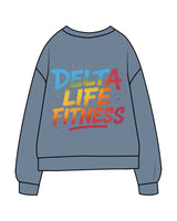 The Midweight Unisex Crewneck - Washed Slate - Delta Fitness - Left Chest & Back Stacked - Printed - Full Color
