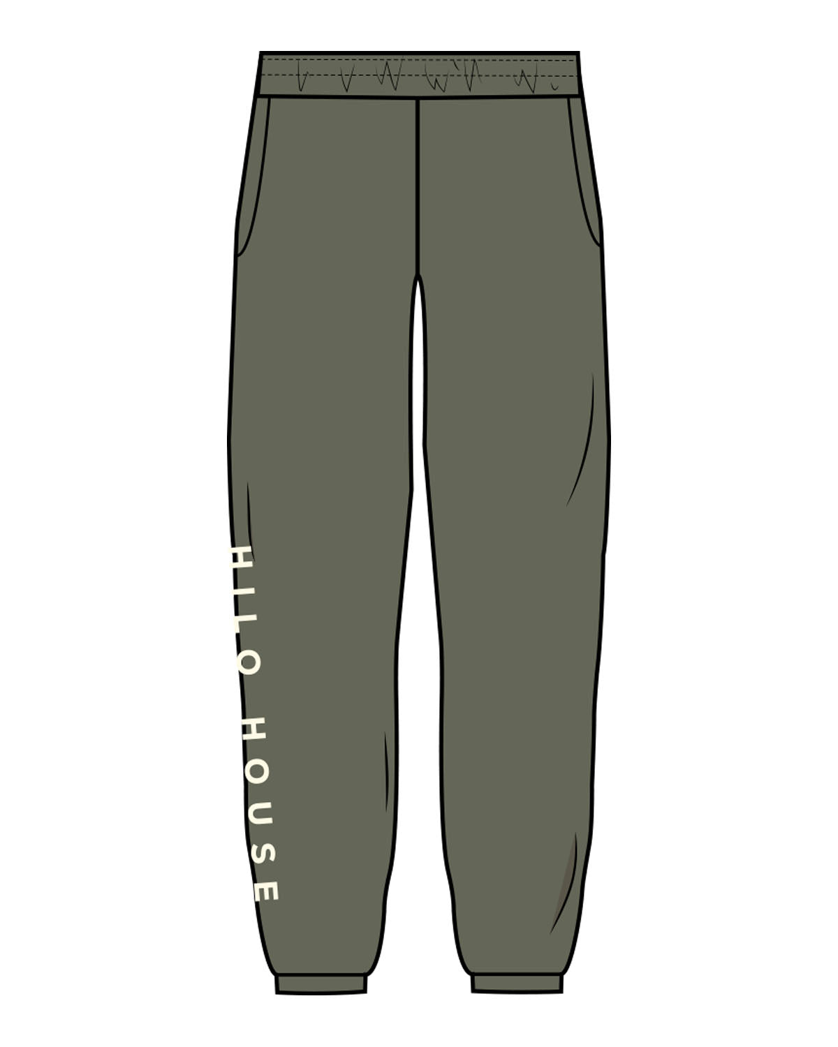The Mens Sweatpants - Cypress - HiLo - Left Leg Bottom - Printed - Off White