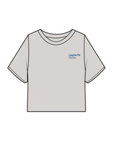 The Heavyweight Crop Tee - Washed Bone - Lagree Fit Studio - Left Chest - Back Center - Blue