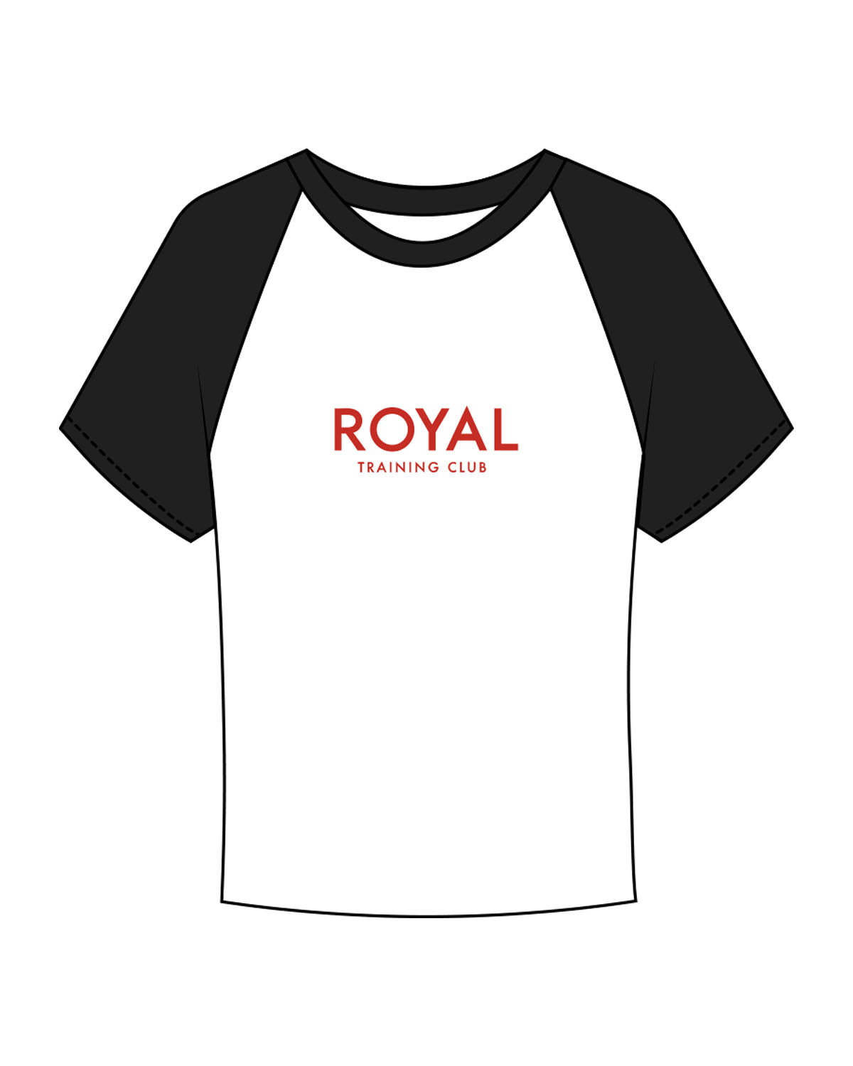 The Micro Rib Baby Tee - White / Black - Royal Training Club - Center Chest Stacked - Printed - Red