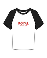 The Micro Rib Baby Tee - White / Black - Royal Training Club - Center Chest Stacked - Printed - Red