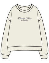 The Womens Crewneck - Butter - Carriage House - Center Chest Stacked - Embroidered - Navy