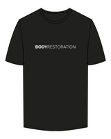 The Mens Tee - Black - Body Restoration - Center Chest & Back Center Neckline - Printed - White