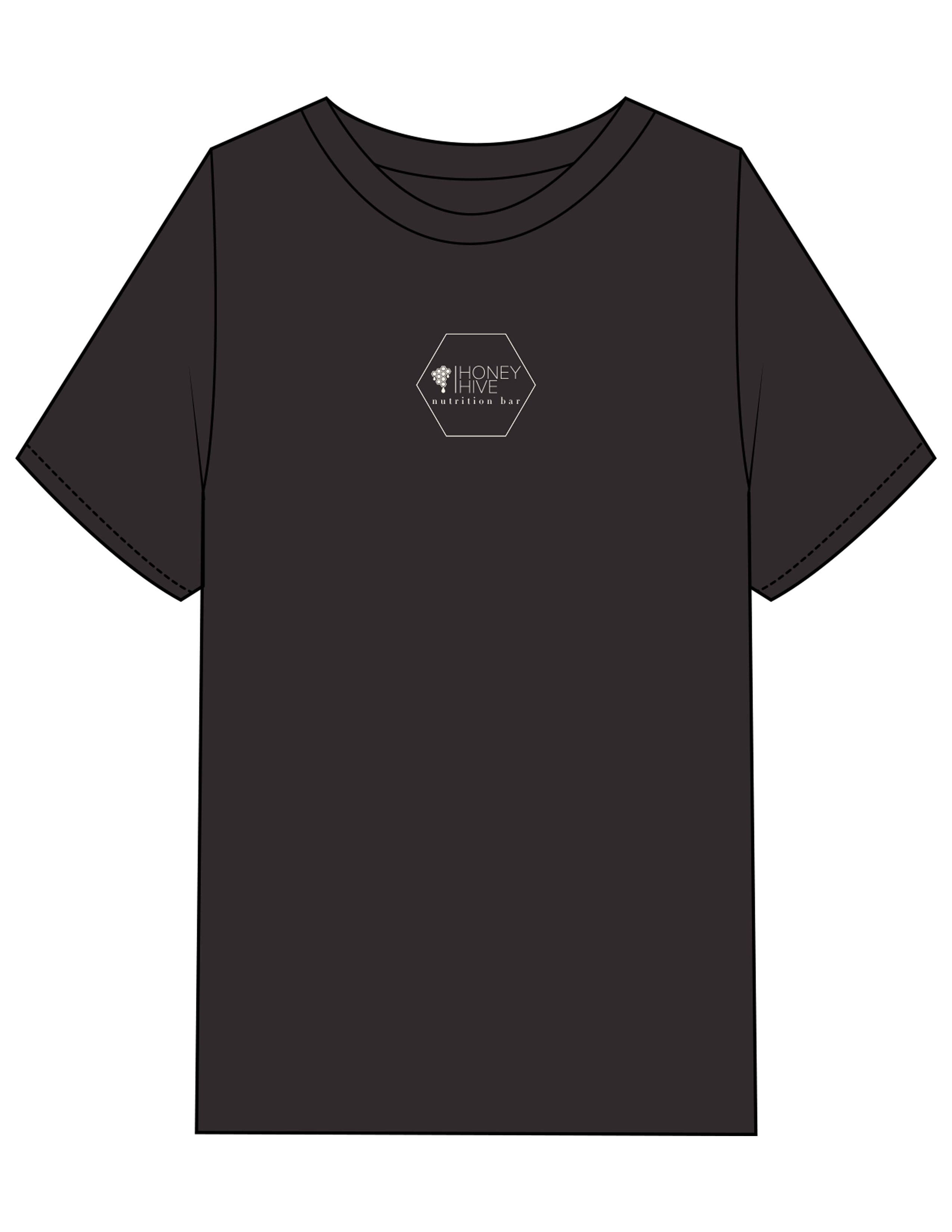 The Mens Heavyweight Tee - Washed Black - Honey Hive NB - Center Chest Hexagon - Embroidered - Off White