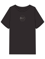 The Mens Heavyweight Tee - Washed Black - Honey Hive NB - Center Chest Hexagon - Embroidered - Off White