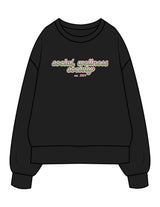 The Womens Heavyweight Crewneck - Black - SWS - Center Chest Stacked - Printed - Full Color