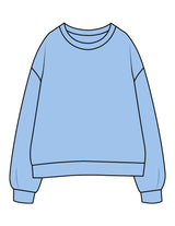 The Midweight Unisex Crewneck - Washed Light Blue - Powerhouse Fitness - Upper Back - Back Left & Right Sleeves - Printed - Black