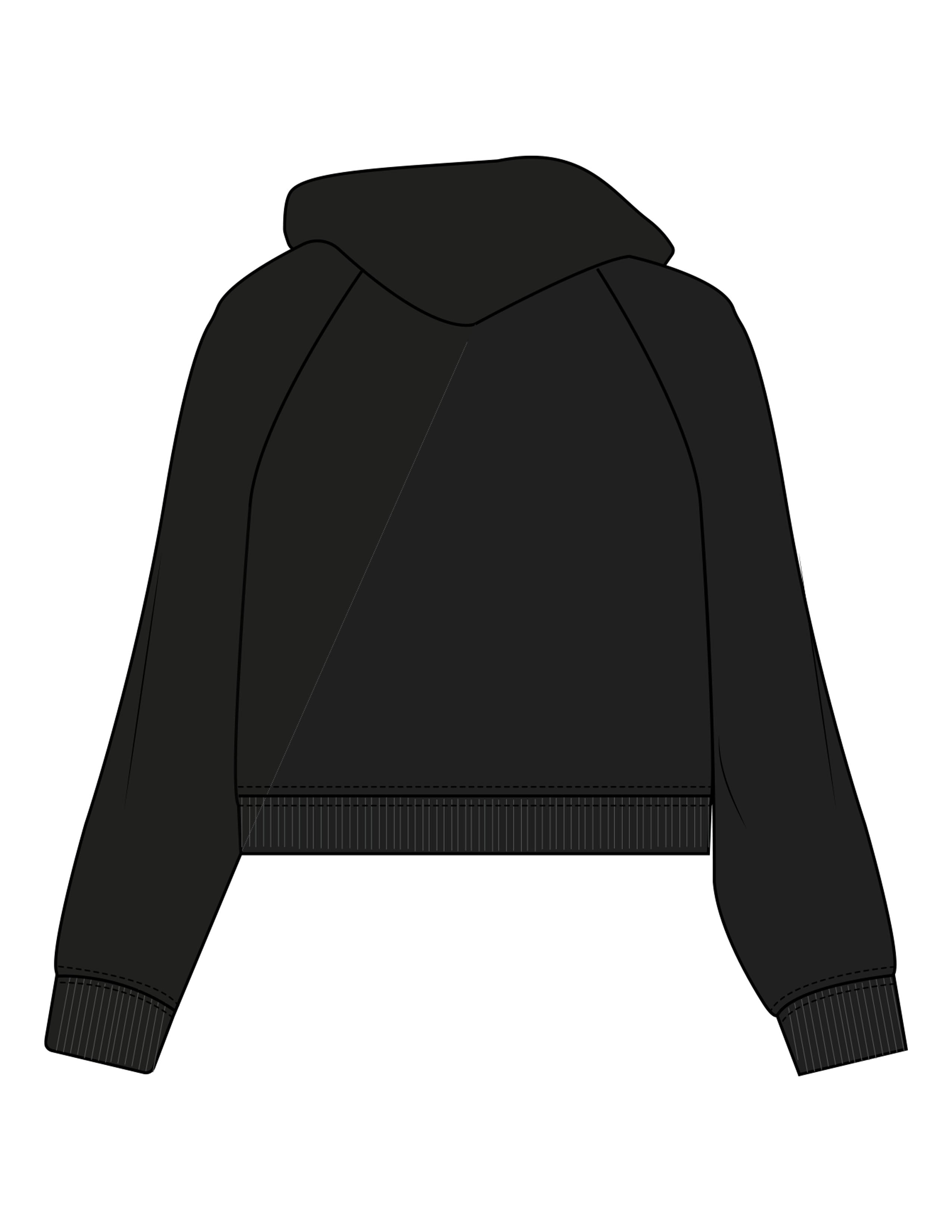 The Womens Crop Hoodie - Black - LA FORME PILATES - Center Chest Stacked - Printed - White