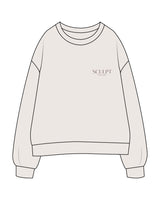 The Womens Crewneck - Bone - Sculpt Altelier - Left Chest Stacked - Printed - Brown