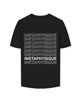 The Mens Tee - Black - Instaphysiques - Left Chest Stacked & Back Stacked - White
