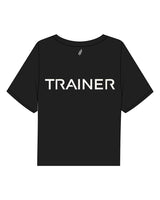 The Boxy Crop Tee - Black - LagreeMixx - Left Chest Stacked & Center Back "Trainer" - Back Neckline - Printed - Off White