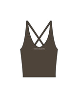 The Sporty Strappy Tank - Brown - Evolve Collective - Center Chest - Printed - White