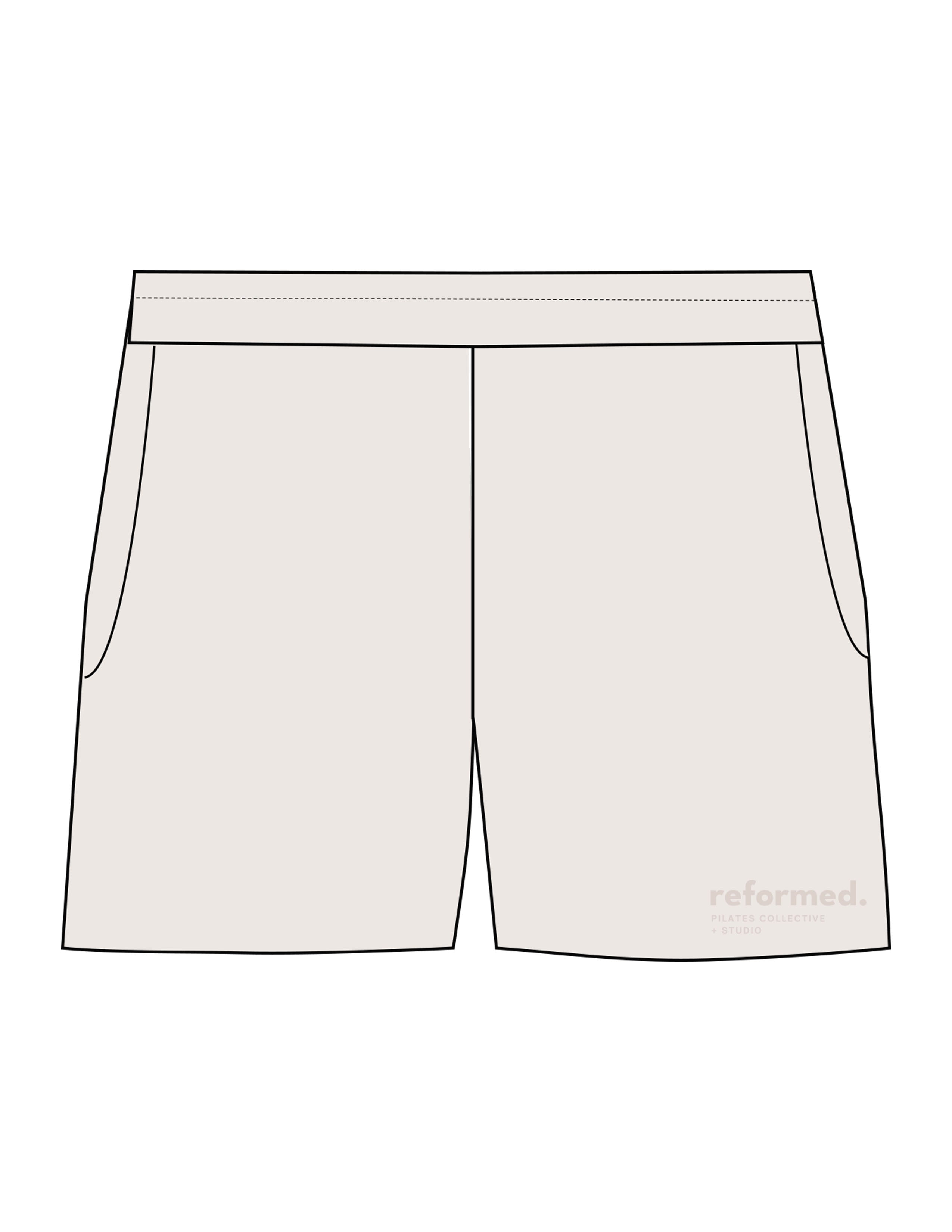 The Womens Sweat Shorts - Bone - RPCS - Left Leg Stacked - Printed - Tone on Tone