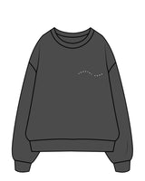 The Womens Crewneck - Washed Black - Coastal Core - Left Chest & Back Center - White