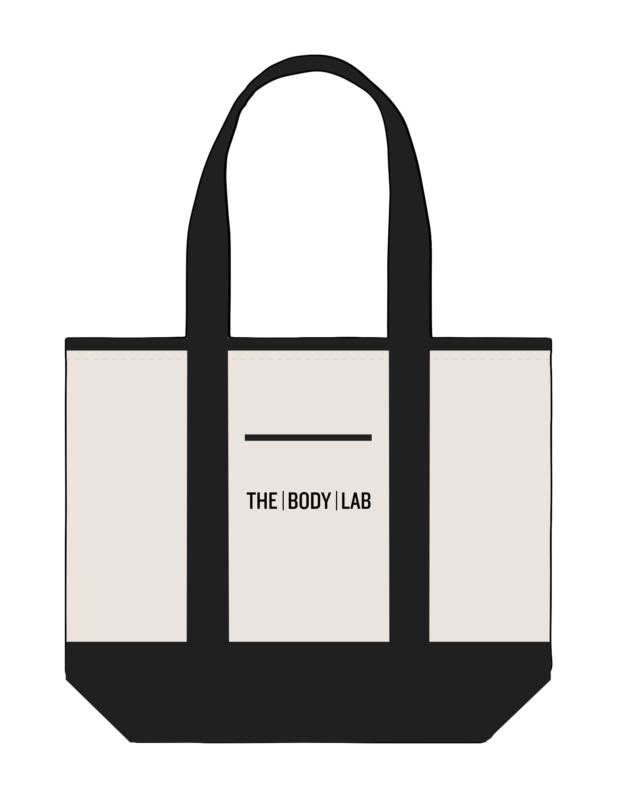 The Contrast Tote Bag - Natural / Black - Body Lab - Center Body - Embroidered - Black