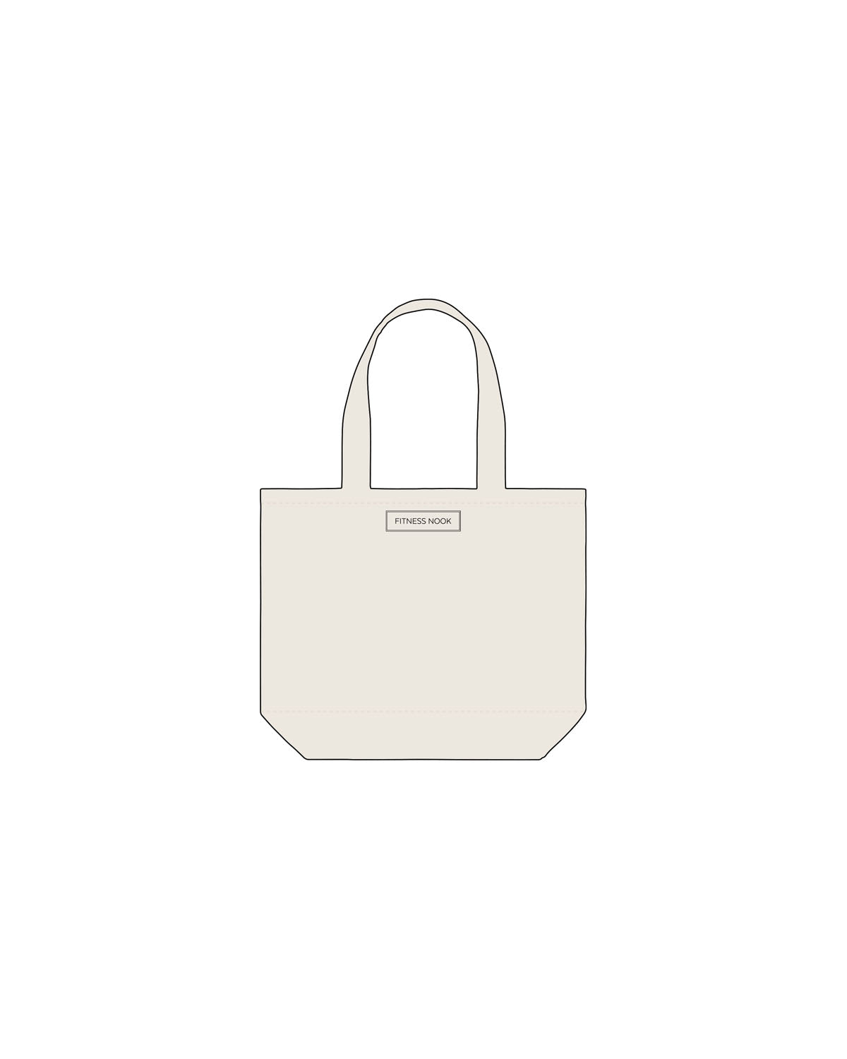 The Tote Bag - Natural - Fitness Nook - Top Center- Printed- White