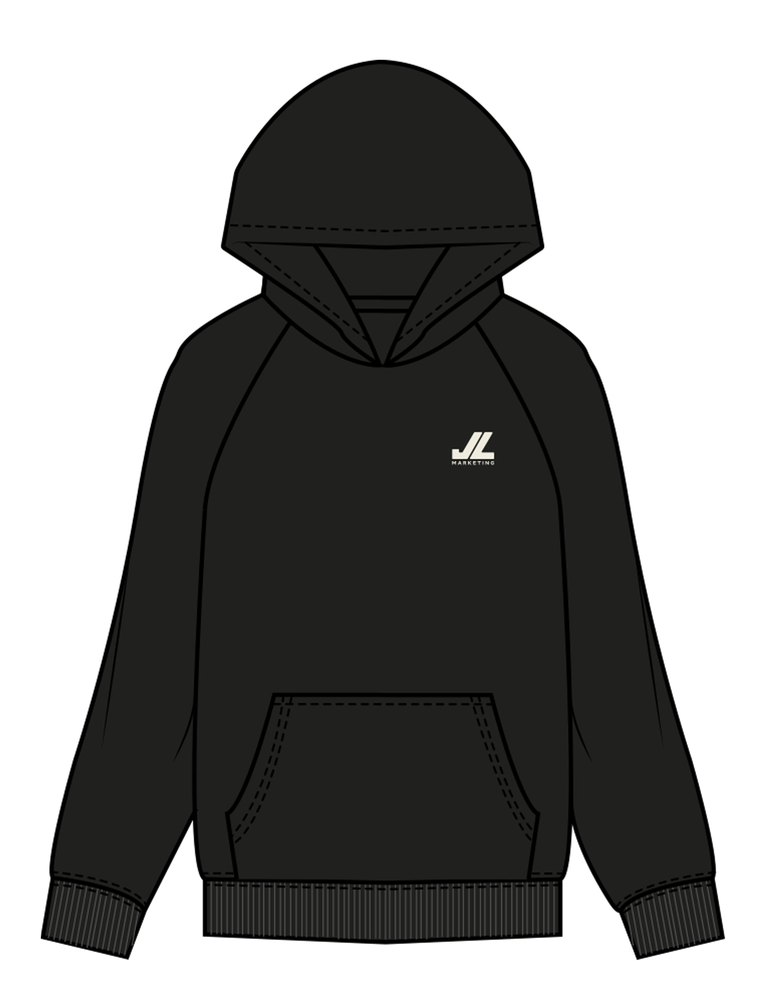 The Mens Hoodie - Black - JL Marketing - Left Chest - Printed - Off White