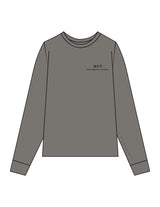 The Womens Heavyweight Long Sleeve - Washed Gray - HIIT Performance - Left Chest Stacked & Back Image - Printed - Black