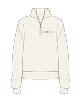 The Womens 1/4 Zip - Off White - Co-Op Pilates - Left Chest - Printed - Gray