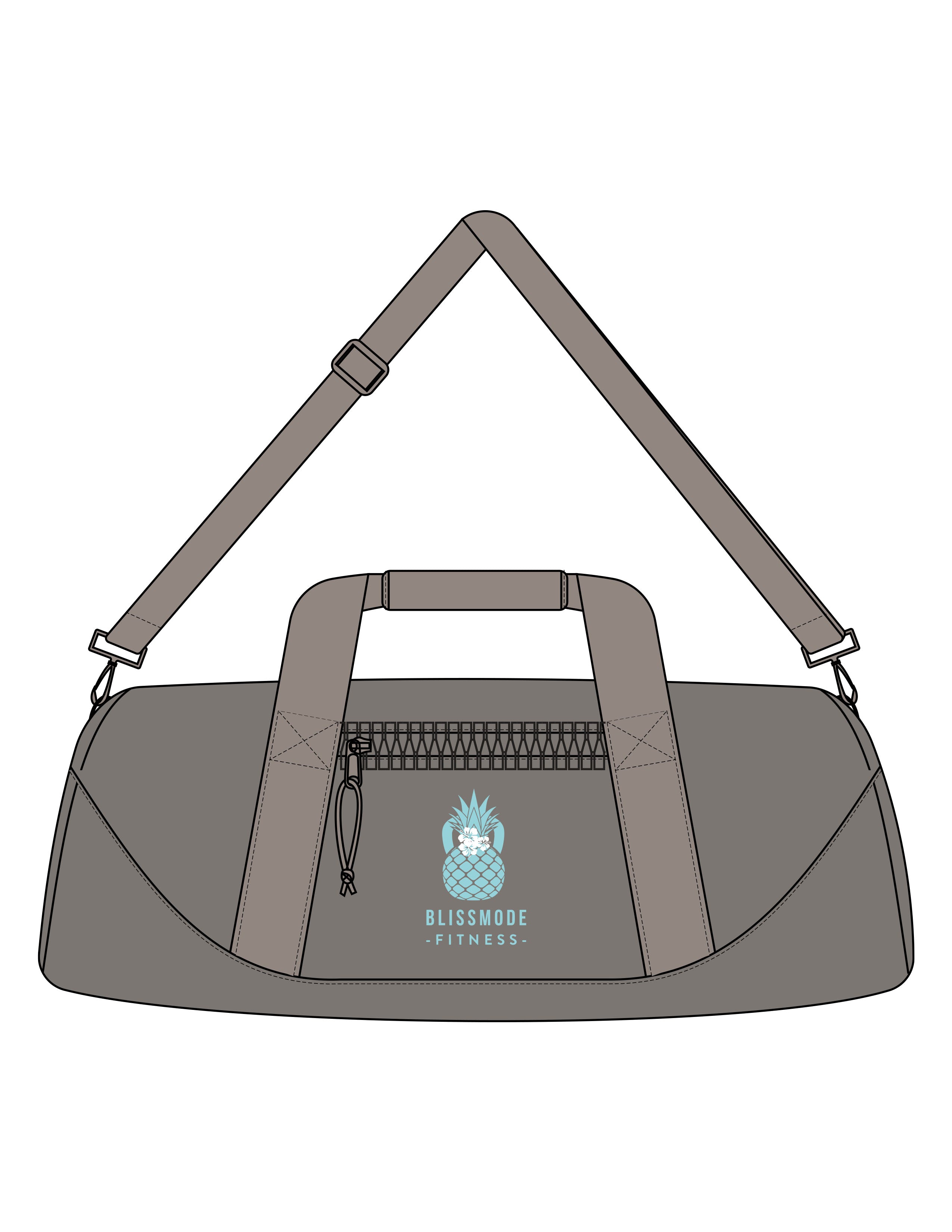 The Gym Duffel - Gray - BLISSMODE FITNESS - Center Body Stacked - Printed - Full Color