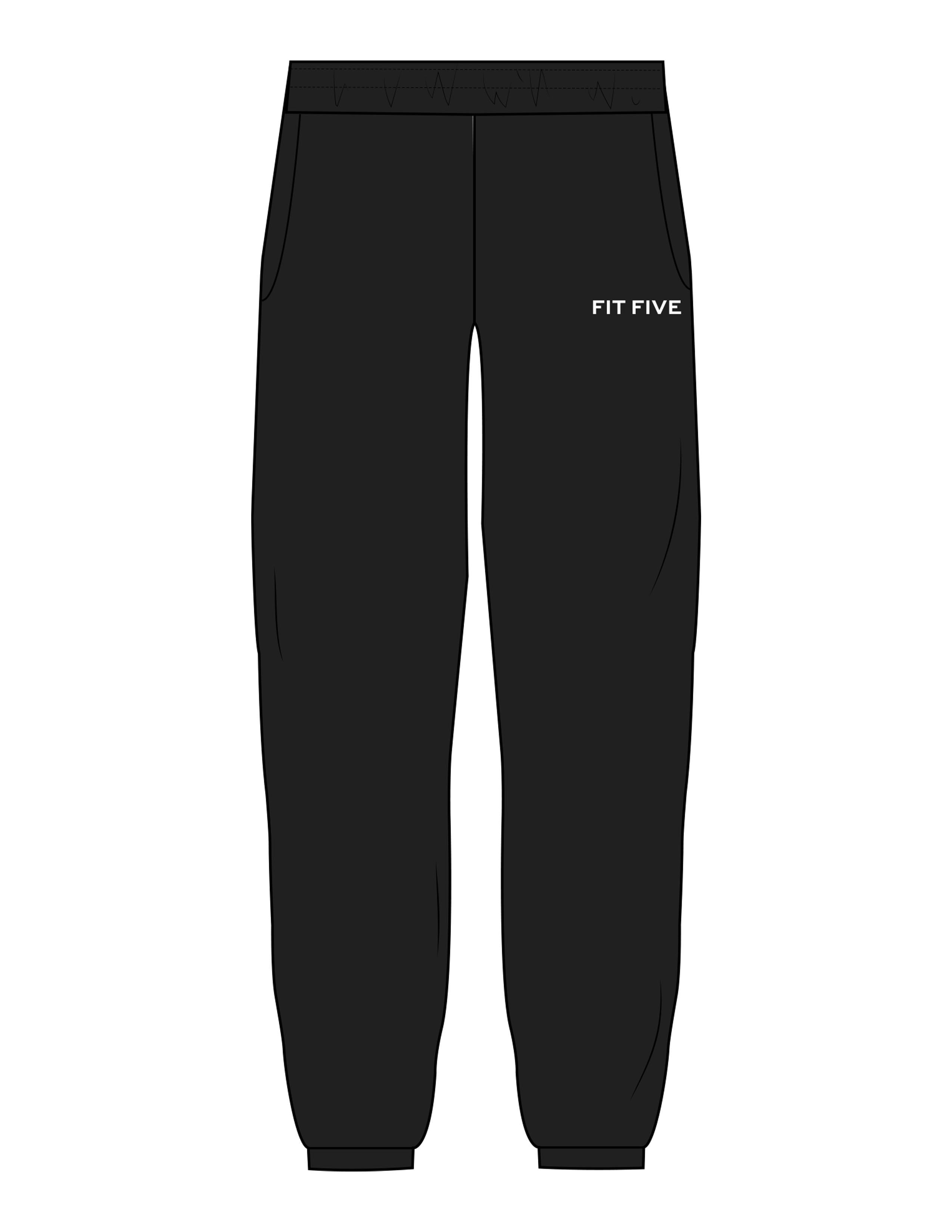 The Womens Sweatpants - Black - Fit 5 - Left Leg - Embroidered - White