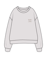The Womens Crewneck - Bone - Wax & Co - Left Chest Stacked - Tone on Tone