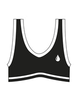 The Piped Bra - Black - Saltvault - Left Chest & Center Back - Printed - White