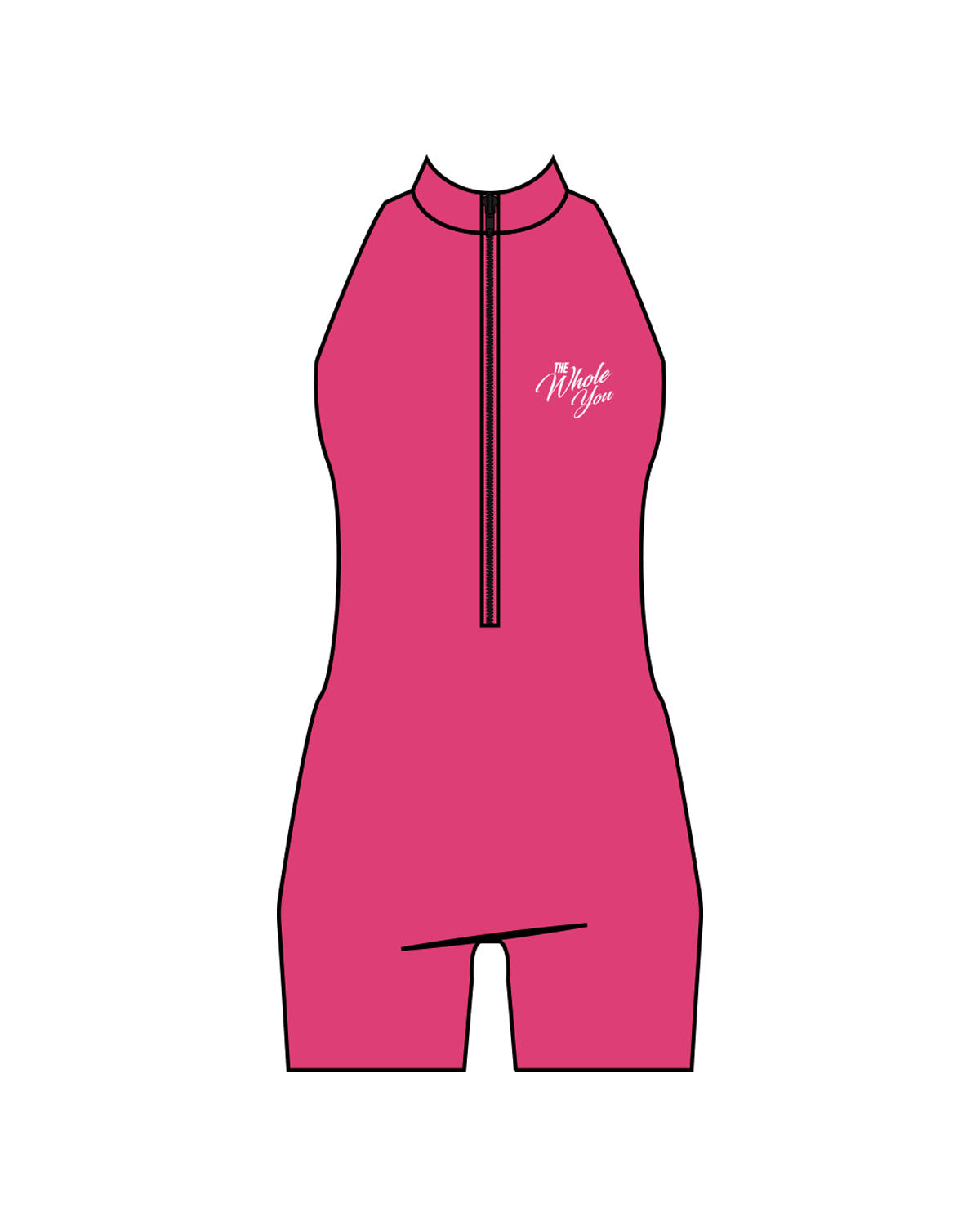 The High Neck Zip Jumpsuit - Pink - The Whole You Wellness - Left Chest - Printed - White