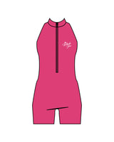 The High Neck Zip Jumpsuit - Pink - The Whole You Wellness - Left Chest - Printed - White